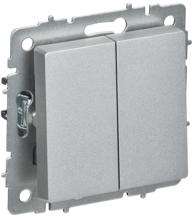 Картинка IEK BRITE Алюминий Выключ. 2-кл. перекр. 10А ВС10-2-3-БрА (BR-V23-0-10-K47) в интернет-магазине Форум Электро в Москве