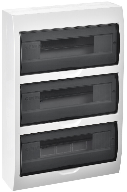 IEK GENERICA Корпус пластиковый ЩРН-П-36 черн. прозр. дверь IP41 (MKP12-N-36-41-G) превью в интернет-магазине электрики Форум Электро в Москве
