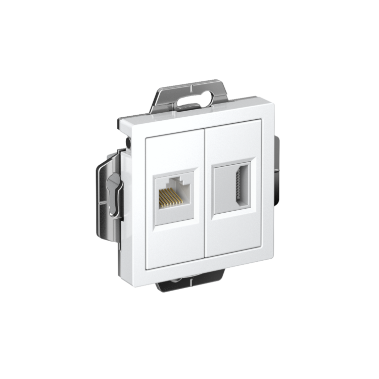 Systeme Electric AtlasDesign Белый Розетка двойная HDMI+RJ45, кат.5Е, механизм (ATN000182) превью в интернет-магазине электрики Форум Электро в Москве