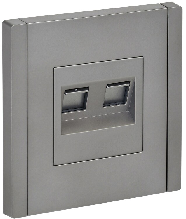 Картинка IEK FORTE&PIANO Сталь Розетка двойная RJ11+RJ45 кат.5E FP535 (FP-KT20-O-1-K46) в интернет-магазине Форум Электро в Москве