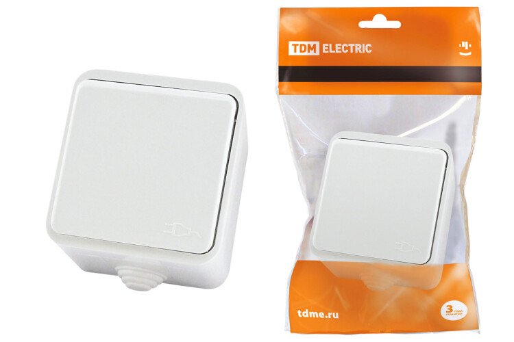 Картинка TDM Розетка 2П+З OУ с крышкой IP44 16А белая "Орель" (SQ1802-0006) в интернет-магазине Форум Электро в Москве