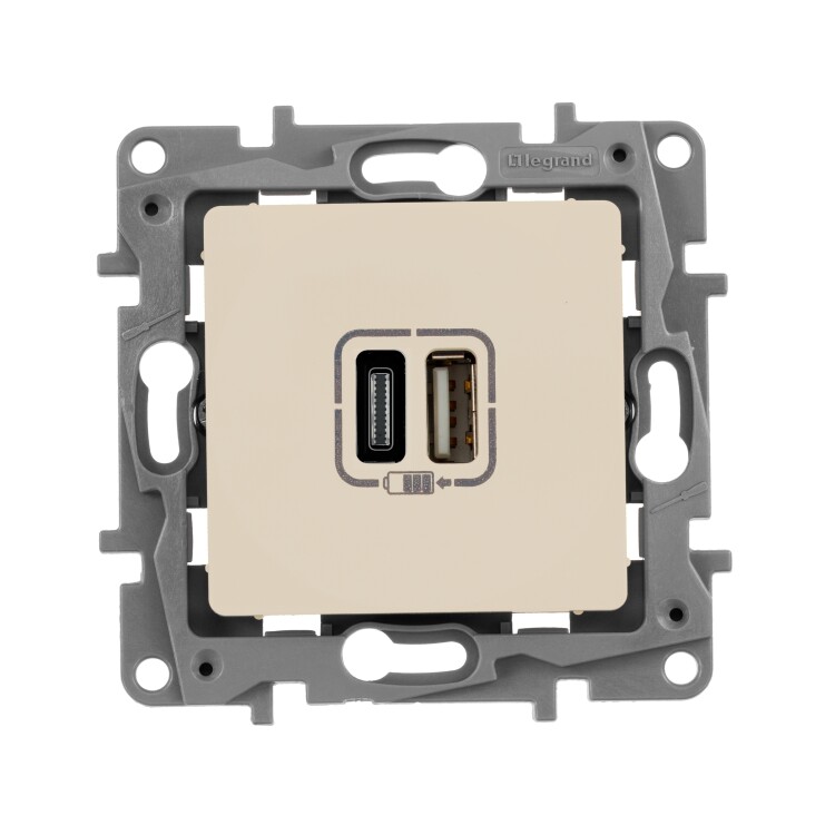 Картинка Legrand ETIKA Слоновая кость Зарядка USB А-C (672336) в интернет-магазине Форум Электро в Москве