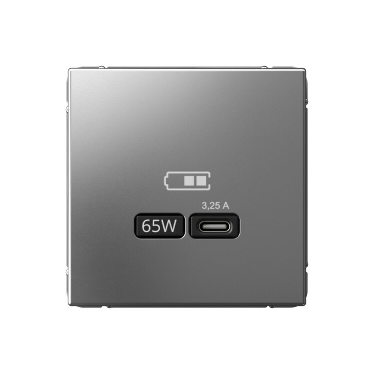 Картинка ARTGALLERY USB РОЗЕТКА тип-С 65Вт высокоскор.заряд. QC, PD, механизм, СТАЛЬ (GAL000927) в интернет-магазине Форум Электро в Москве