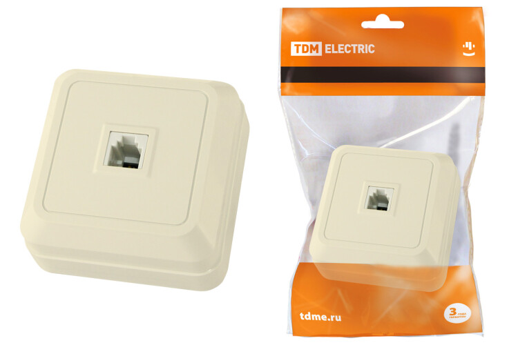 Картинка TDM Розетка TФ (RJ-11) открытой установки IP20, сл. кость "Ладога" (SQ1801-0023) в интернет-магазине Форум Электро в Москве
