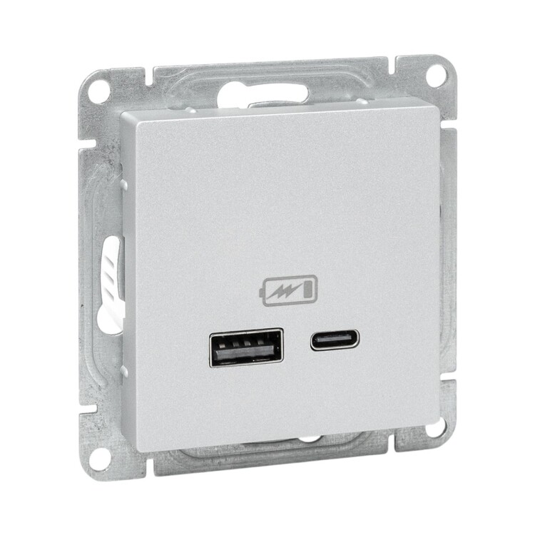 Картинка EKF Механизм розетки USB-A+С, алюминий Эпика (UP1-SOA-USBA+USBC) в интернет-магазине Форум Электро в Москве