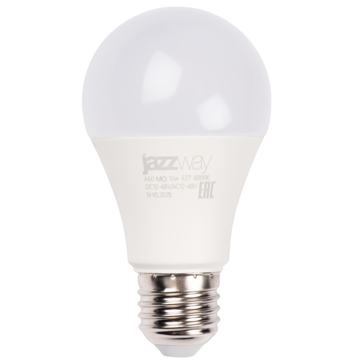 Jazzway Лампа светодиодная (LED) «груша» Спец. PLED-A60 MO 10w DC12-48V/AC24-42 E27 4000K 800Lm (.5019782) превью в интернет-магазине электрики Форум Электро в Москве