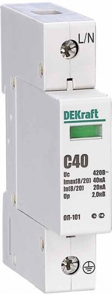Ограничитель перенапряжений 1P 40кА класс C 440В (18015DEK) превью в интернет-магазине электрики Форум Электро в Москве