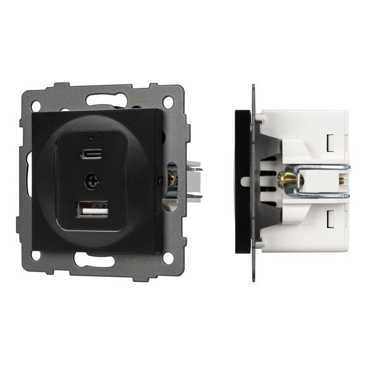 Картинка Arlight Механизм USB розетки SCT-MUAC-PL-BK-V (5V, 3A, QC4) (-) (049838) в интернет-магазине Форум Электро в Москве