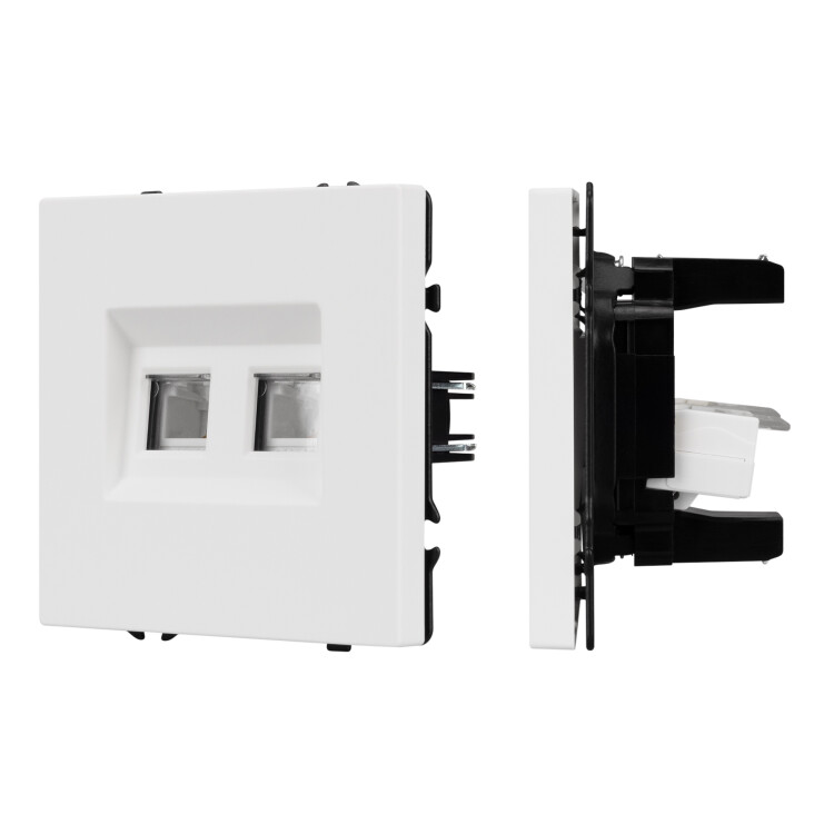 Картинка Arlight NOBE Розетка телефонная двойная софт-тач белый кварц SCT-MTL2-SFPL-WH (2хRJ-11, 4C) (-) (054308(1)) в интернет-магазине Форум Электро в Москве