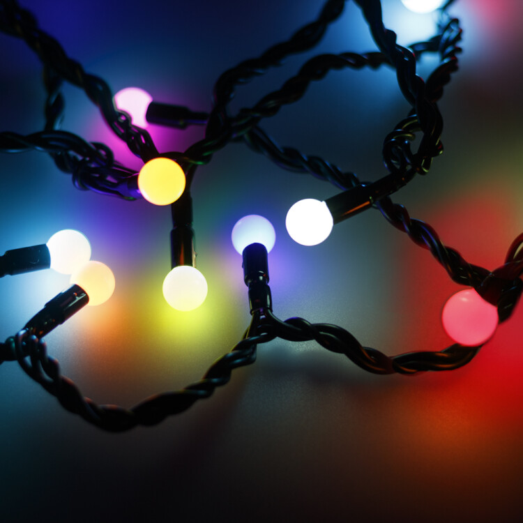 Arlight Светодиодная гирлянда ARD-BALL-CLASSIC-D13-20000-BLACK-200LED RGB (230V, 14W) (Ardecoled, IP65) (025579) превью в интернет-магазине электрики Форум Электро в Москве