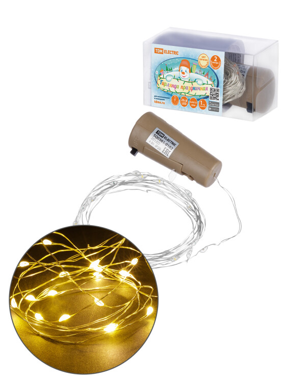 TDM Гирлянда-пробка для бутылки "Роса20" 20LED, 2м, 3000К, 3хAG13/LR44 (SQ0361-0102) превью в интернет-магазине электрики Форум Электро в Москве