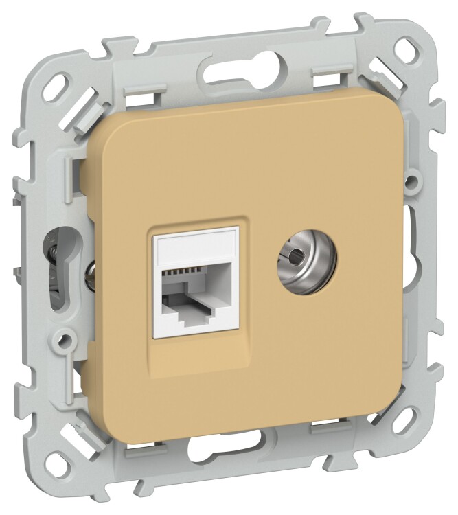 IEK FLITE Шамуа Розетка 2-местная RJ45/TV категория 5Е UTP (FI-AK22-1-K89) превью в интернет-магазине электрики Форум Электро в Москве