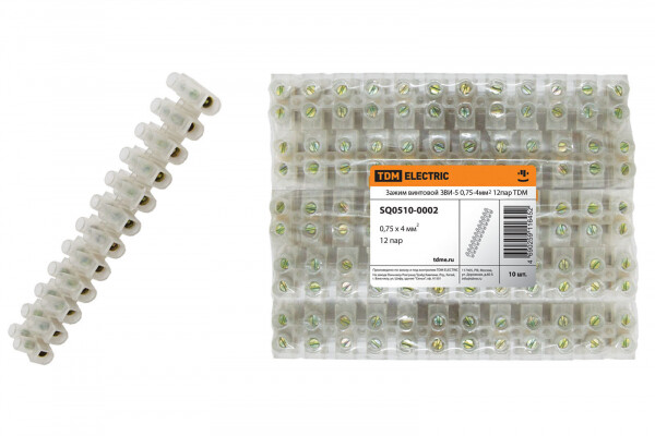 Зажим винтовой ЗВИ-5 0,75-4мм2 12пар TDM (SQ0510-0002) превью в интернет-магазине электрики Форум Электро в Москве