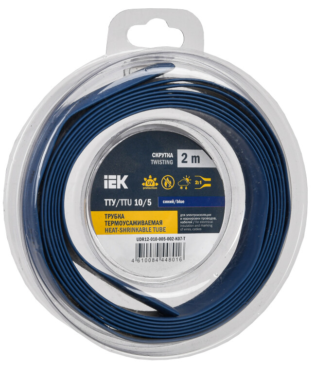 IEK Трубка термоусадочная ТТУ нг-LS 10/5 синяя (2м/упак) (=this.property.MANUFACTURERCODE}) фото в интернет-магазине Форум Электро в Москве