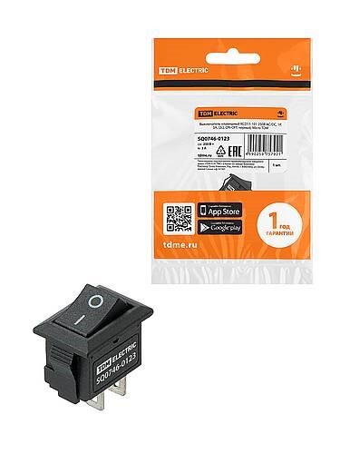 Картинка TDM KCD11-101 250В AC/DC, 1P, 3А, (2с), ON-OFF черный, Micro (SQ0746-0123) в интернет-магазине Форум Электро в Москве
