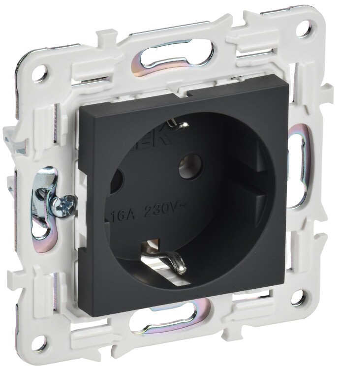 Картинка IEK SKANDY Графит Розетка с/з без защитных шторок 16А SK-R05G (SK-R11-16-K53) в интернет-магазине Форум Электро в Москве