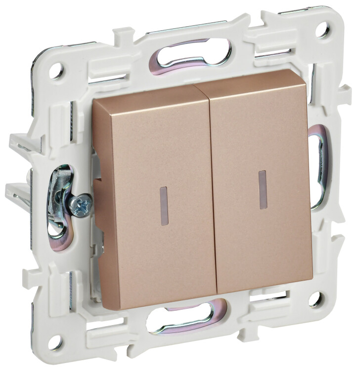 Картинка IEK SKANDY Песочный Выключатель 2-клавишный проходной с индикацией 10А SK-V10Sa (SK-V22-1-10-K98) в интернет-магазине Форум Электро в Москве