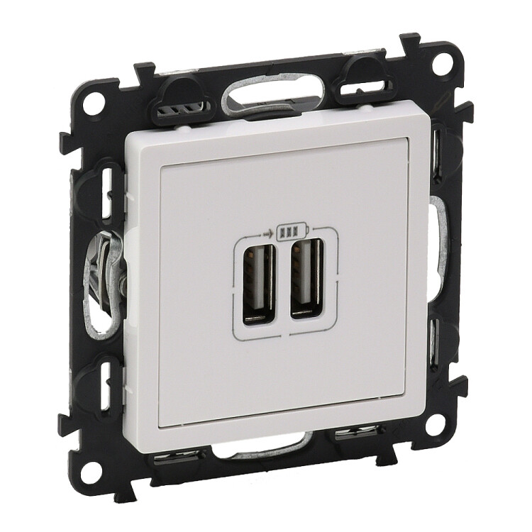 Картинка Legrand Valena LIFE DIY Бел Розетка 2-ая USB 240В/5В 1500мА. (753412) в интернет-магазине Форум Электро в Москве
