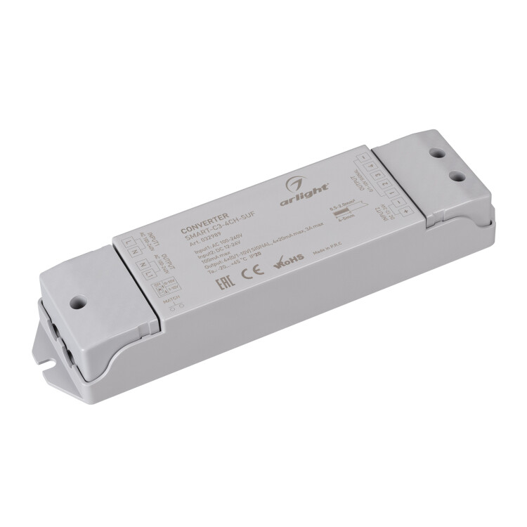 Arlight Конвертер SMART-C3-4CH-SUF (12-24V, RF-0/1-10V, 2.4G) (IP20 Пластик, 5 лет) (032989) превью в интернет-магазине электрики Форум Электро в Москве