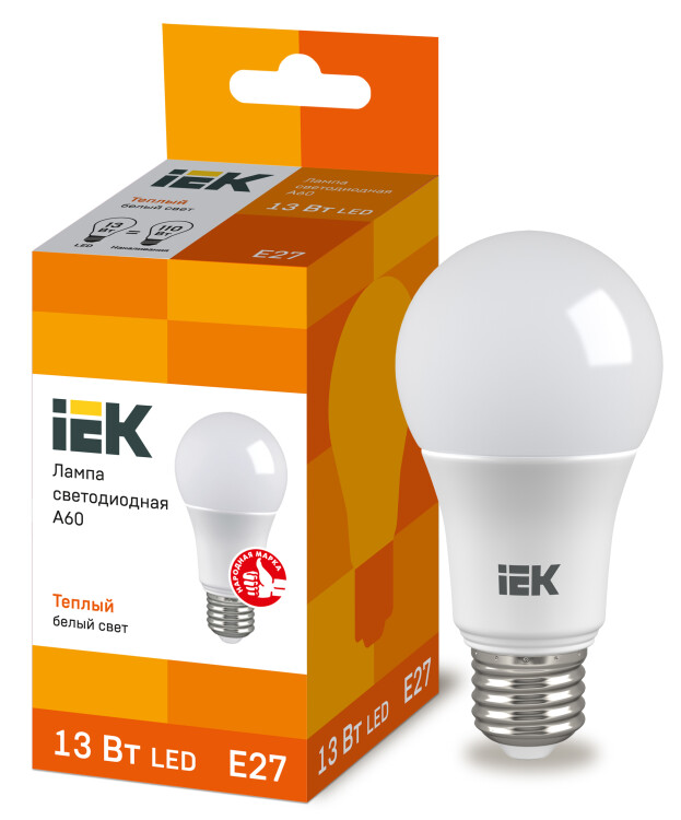 IEK Лампа светодиодная ECO A60 шар 13Вт 230В 3000К E27 (LLE-A60-13-230-30-E27) превью в интернет-магазине электрики Форум Электро в Москве