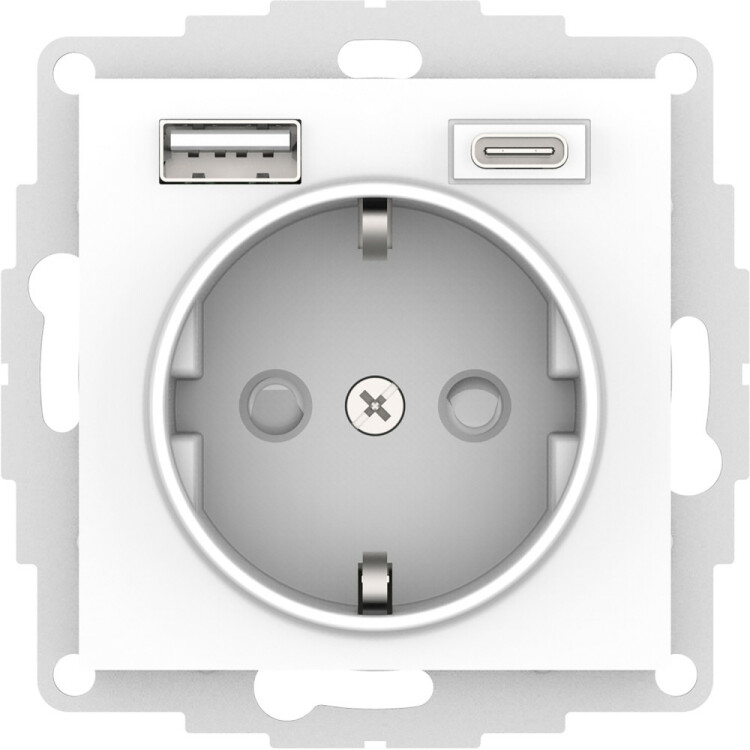 Фотография Systeme Electric AtlasDesign Белый Розетка 16А с USB A+C (5В/2,4А/3 А, 2х5В/1,5А), мех (ATN000132) в интернет-магазине Форум Электро в Москве Картинка Systeme Electric AtlasDesign Белый Розетка 16А с USB A+C (5В/2,4А/3 А, 2х5В/1,5А), мех (ATN000132) в интернет-магазине Форум Электро в Москве