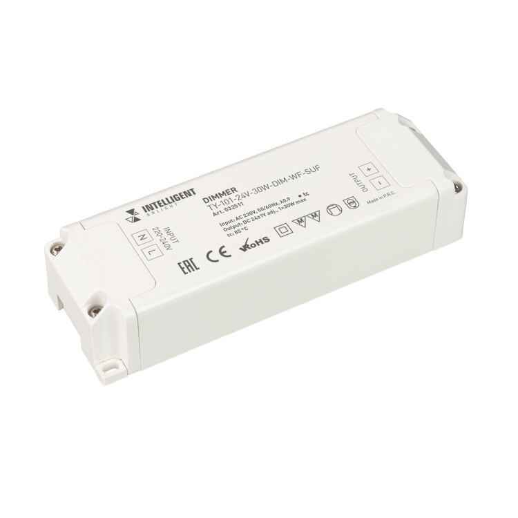 Arlight INTELLIGENT Диммер TY-101-24V-30W-DIM-WF-SUF (230V, WIFI, 433MHz, 1х1.25A) (INTELLIGENT Пластик) (032511) превью в интернет-магазине электрики Форум Электро в Москве Arlight INTELLIGENT Диммер TY-101-24V-30W-DIM-WF-SUF (230V, WIFI, 433MHz, 1х1.25A) (INTELLIGENT Пластик) (032511) превью в интернет-магазине электрики Форум Электро в Москве