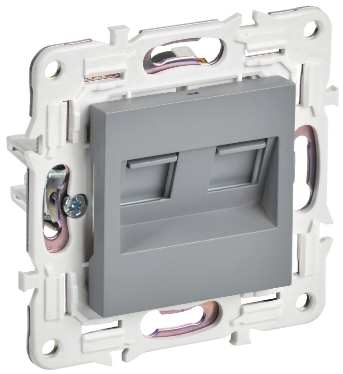 Фотография IEK SKANDY Серый Розетка компьютерная двойная RJ45 кат.6 SK-K04Gr (SK-K20-2-K03) в интернет-магазине Форум Электро в Москве Картинка IEK SKANDY Серый Розетка компьютерная двойная RJ45 кат.6 SK-K04Gr (SK-K20-2-K03) в интернет-магазине Форум Электро в Москве
