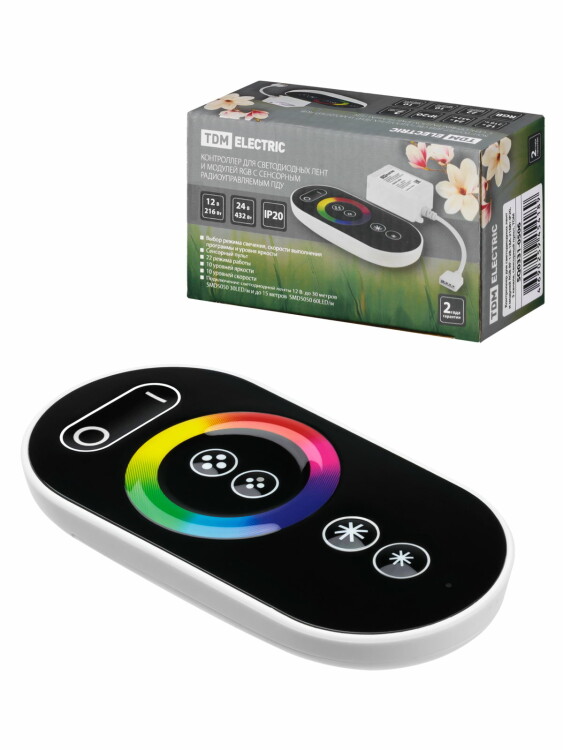 TDM Контроллер для светодиодных лент и модулей RGB-RF-12В-18А-216Вт-IP20, 3 канала, сенсорный пульт (SQ0331-0506) превью в интернет-магазине электрики Форум Электро в Москве