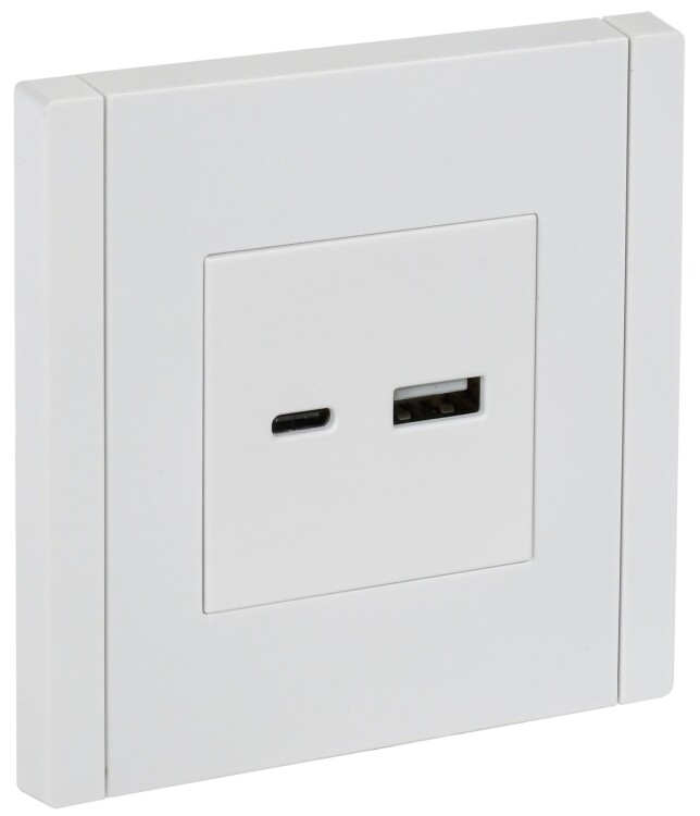 Картинка IEK FORTE&PIANO Белый Розетка USB A+C 18Вт FP251 (FP-U22-018-K01) в интернет-магазине Форум Электро в Москве