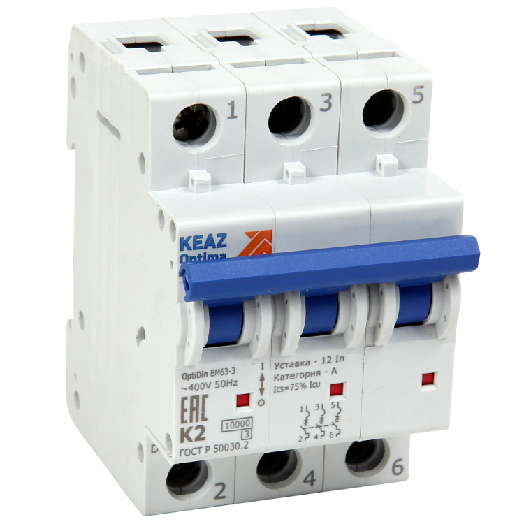 КЭАЗ OptiDin BM63 Автоматический выключатель 3P 13A K 10кА AC (BM63-3K13-10-УХЛ3) (262823) превью в интернет-магазине электрики Форум Электро в Москве