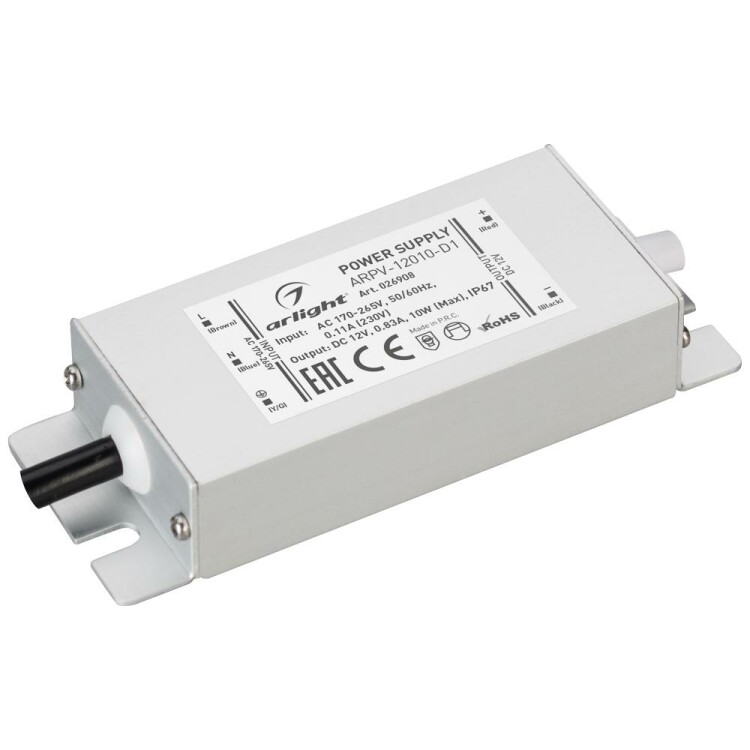 Arlight Блок питания ARPV-12010-D1 (12V, 0.83A, 10W) (026908) превью в интернет-магазине электрики Форум Электро в Москве Arlight Блок питания ARPV-12010-D1 (12V, 0.83A, 10W) (026908) превью в интернет-магазине электрики Форум Электро в Москве