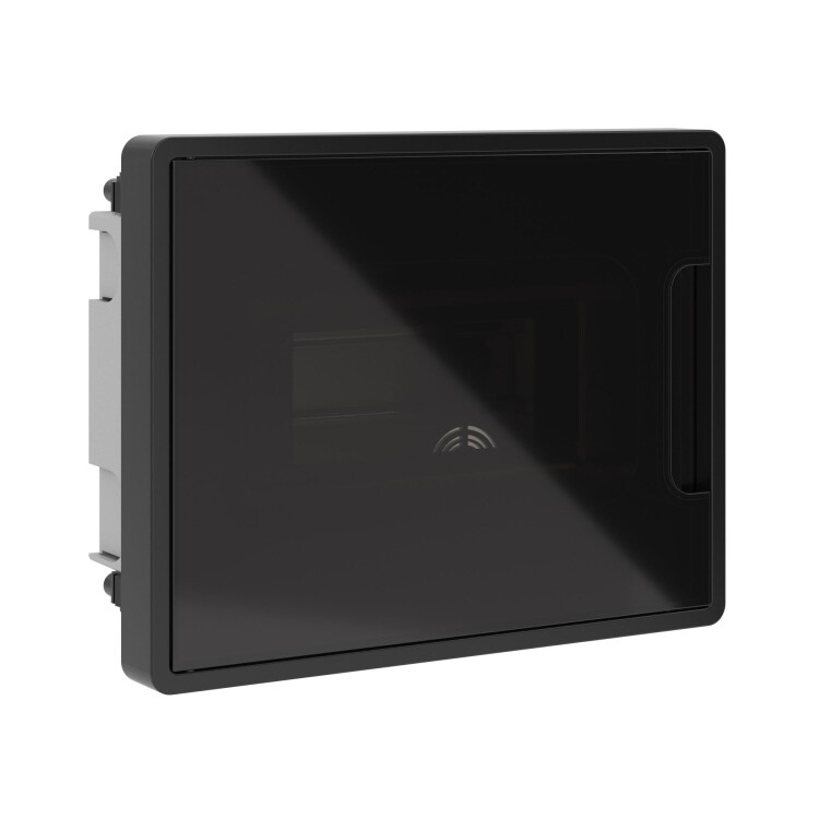 Щиток 8 мод встраиваемый для полых стен FRAME, черный, с тонированной дверцей, с 2 шинами PEN на 6 и (F08B3BD) превью в интернет-магазине электрики Форум Электро в Москве