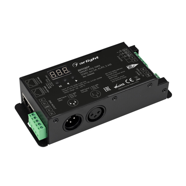 Arlight Декодер SMART-K56-DMX (230V, 3x1.5A, XLR3, 2.4G) (IP20 Металл, 5 лет) (028450) превью в интернет-магазине электрики Форум Электро в Москве