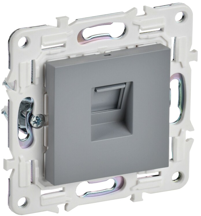 Картинка IEK SKANDY Серый Розетка компьютерная RJ45 кат.5E SK-K01Gr (SK-K10-1-K03) в интернет-магазине Форум Электро в Москве