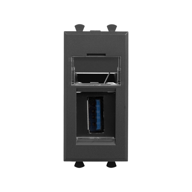 Картинка USB 3.0розетка модульная, тип А-А, "Avanti", "Черный матовый", 1 модуль (4412301) в интернет-магазине Форум Электро в Москве