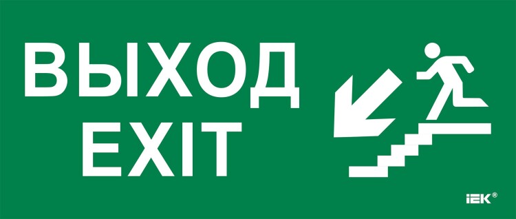 IEK Этикетка самокл. 330х140мм "Выход/лест. вниз/фигура" (LPC10-1-33-14-VLVNF) превью в интернет-магазине электрики Форум Электро в Москве