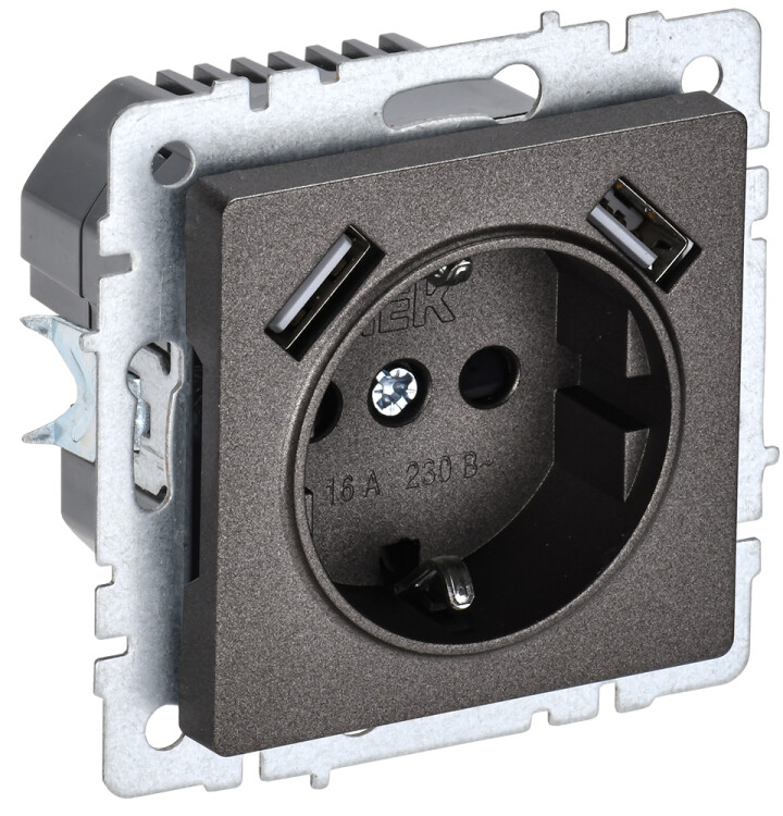 Картинка BRITE Роз. с з/к/ш 16А с USB A+A 2,1А РЮш10-1-БрТБ бр. IEK (BR-R14-16-U21-D21-K45) в интернет-магазине Форум Электро в Москве