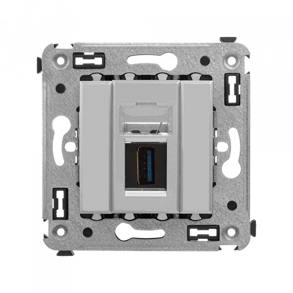 Картинка USB 3.0розетка одинарная в стену, тип А-А, "Avanti", "Закаленная сталь" (4404303) в интернет-магазине Форум Электро в Москве