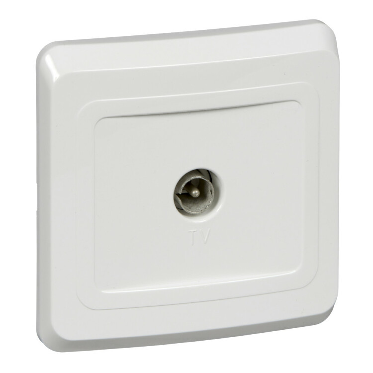 Картинка ЭТЮД С/У телевизионная РОЗЕТКА, БЕЛЫЙ, Россия (TVC-002B) в интернет-магазине Форум Электро в Москве