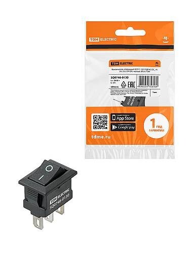 Картинка TDM KCD11-102 250В AC/DC, 1P, 3А, (3с), ON-ON, черный, Micro (SQ0746-0130) в интернет-магазине Форум Электро в Москве