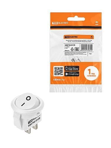 Картинка TDM KCD11-101 250В AC/DC, 1P, 3А, (2с), ON-OFF, белый, Micro (SQ0746-0120) в интернет-магазине Форум Электро в Москве