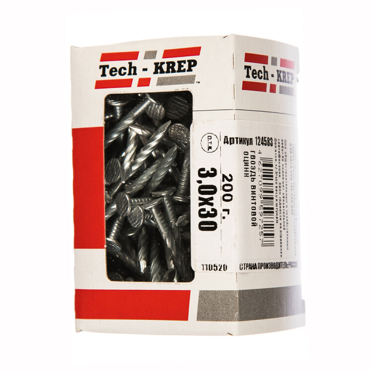 Tech-Krep Гвоздь винтовой оцинк. 3,0х30 (200 г) - коробка (124583) превью в интернет-магазине электрики Форум Электро в Москве Tech-Krep Гвоздь винтовой оцинк. 3,0х30 (200 г) - коробка (124583) превью в интернет-магазине электрики Форум Электро в Москве