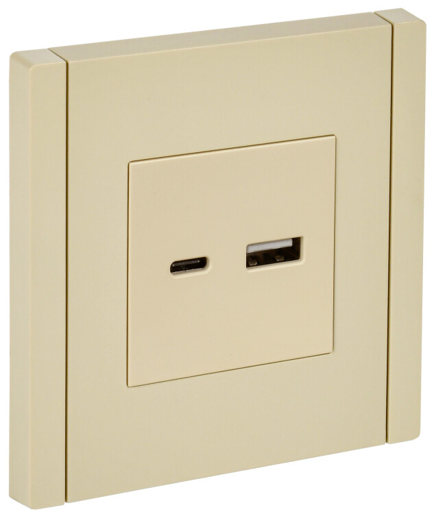 Картинка IEK FORTE&PIANO Ваниль Розетка USB A+C 18Вт FP451 (FP-U22-018-K10) в интернет-магазине Форум Электро в Москве