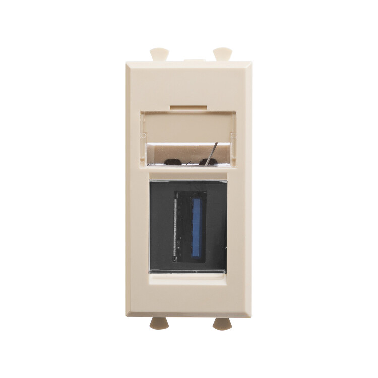 Картинка USB 3.0розетка модульная, тип А-А, "Avanti", "Ванильная дымка", 1 модуль (4405301) в интернет-магазине Форум Электро в Москве