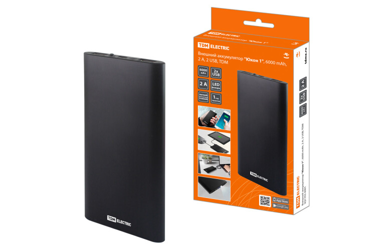 TDM Внешний аккумулятор "Юкон 1", 6000 mAh, 2 А, 2 USB, (SQ1703-0001) превью в интернет-магазине электрики Форум Электро в Москве