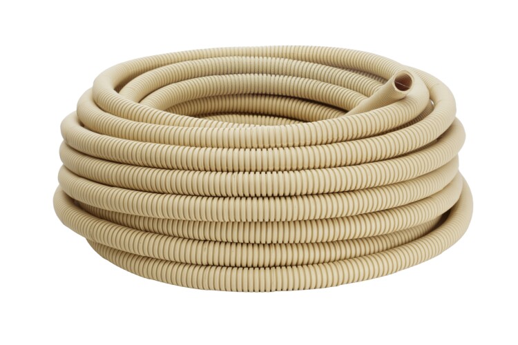 EKF Труба гофр. ПВХ с протяжкой d20 мм (25 м) светлое дерево-Plast (tg-z-20w) превью в интернет-магазине электрики Форум Электро в Москве