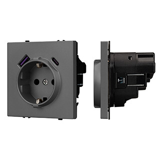 Картинка Arlight Механизм розетки с USB зарядкой SCT-NOBE-MUAC-SFPL-GR (230V, 16A) (Серый базальт) (054287) в интернет-магазине Форум Электро в Москве