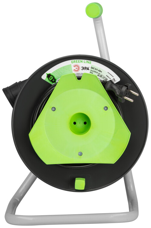 Картинка Удлинитель силовой ЭРА GREEN LINE GAZ-2x1-40m Greenline на катушке пластик 1 розетка без заземления (Б0065109) в интернет-магазине Форум Электро в Москве