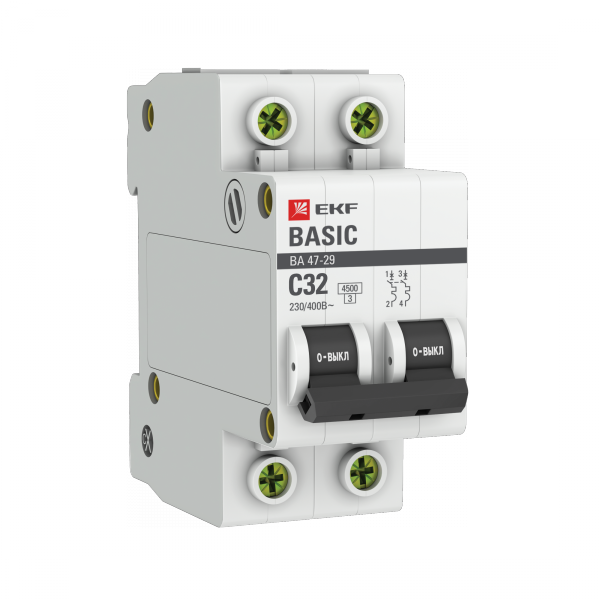 EKF Basic ВА 47-29 Автоматический выключатель (С) 2P 32А 4,5кА