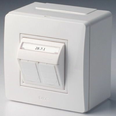 Картинка Коробка в сборе с 2 розетками RJ45, кат.5е  (телефон / компьютер), коричневая (10656B) в интернет-магазине Форум Электро в Москве